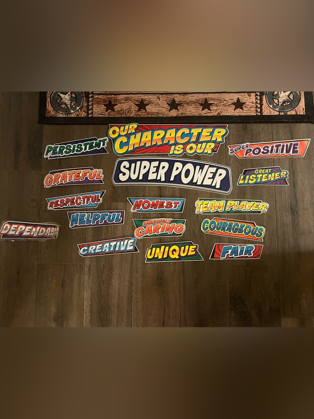 Character Traits Super Power Classroom Bulletin board set with laminated.